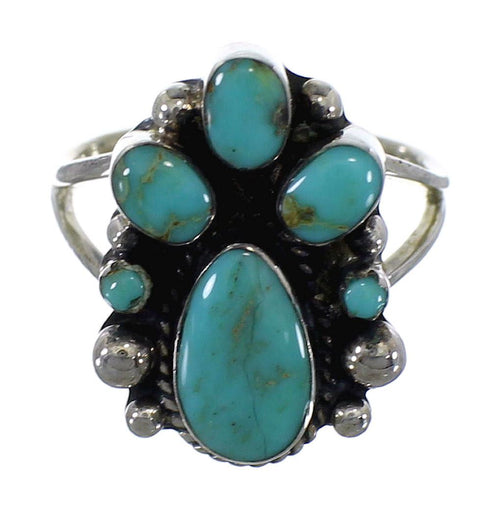 Southwestern Turquoise Sterling Silver Ring Size 5-1/2 RX60449