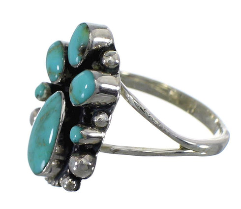 Southwestern Turquoise Sterling Silver Ring Size 5-1/2 RX60449