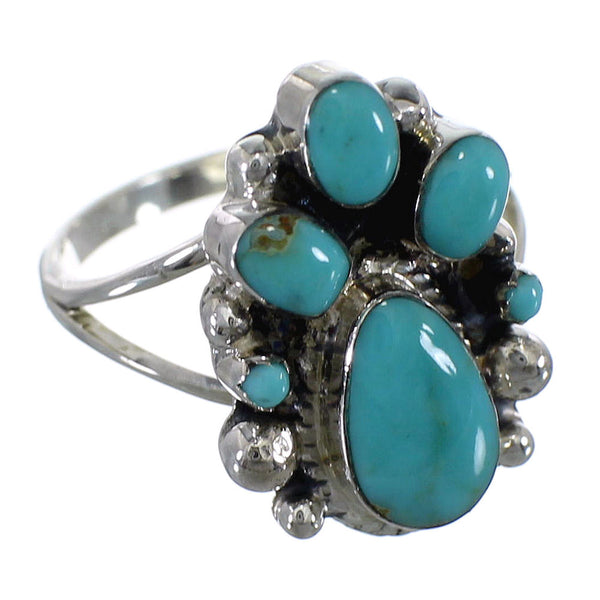 Turquoise And Genuine Sterling Silver Ring Size 6-3/4 RX60465