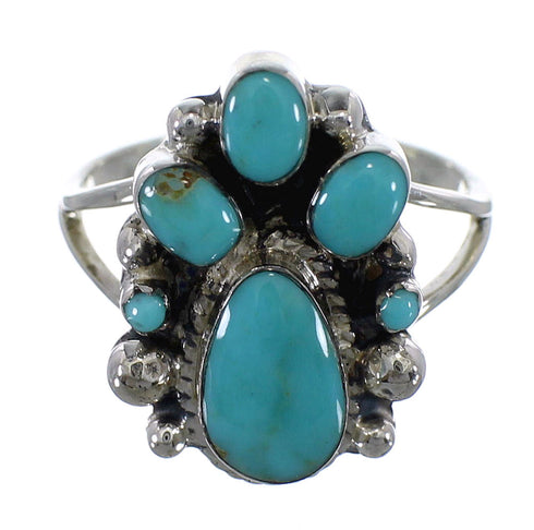 Turquoise And Genuine Sterling Silver Ring Size 6-3/4 RX60465