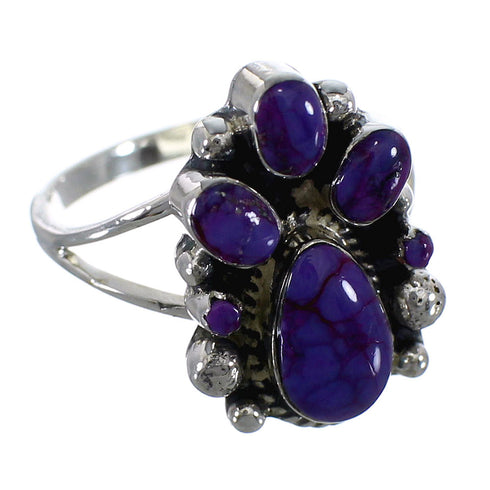 Magenta Turquoise And Sterling Silver Ring Size 8-1/4 RX60604