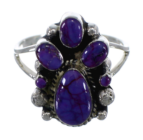 Magenta Turquoise And Sterling Silver Ring Size 8-1/4 RX60604
