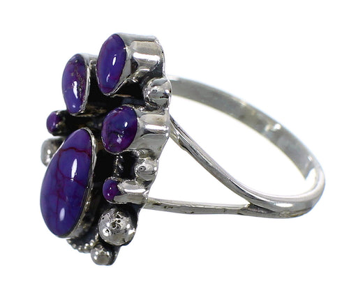 Magenta Turquoise And Sterling Silver Ring Size 8-1/4 RX60604