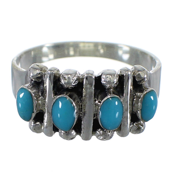 Genuine Sterling Silver Southwestern Turquoise Ring Size 8-1/4 RX60643