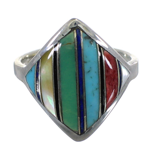 Southwestern Silver And Multicolor Ring Size 6 YX76221