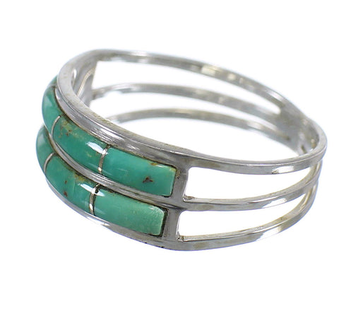 Sterling Silver Southwest Turquoise Inlay Ring Size 6-1/2 QX79808