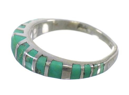 Southwestern Turquoise Inlay Silver Jewelry Ring Size 5-1/4 AX80009