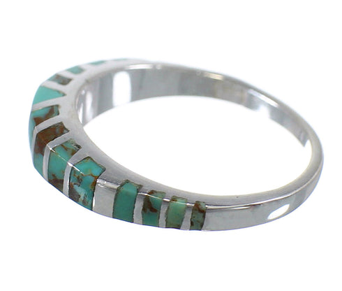 Turquoise Inlay Silver Jewelry Southwestern Ring Size 6-1/4 AX80060