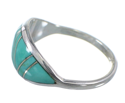Southwestern Sterling Silver And Turquoise Ring Size 5-1/2 YX79662