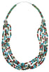 5-Strand Multicolor Bead Native American Silver Necklace EX59276