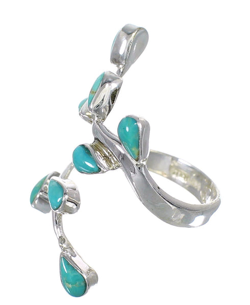 Southwestern Genuine Sterling Silver And Turquoise Jewelry Ring Size 5-3/4 VX62587
