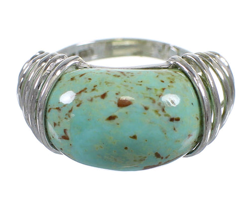 Genuine Sterling Silver Southwest Turquoise Ring Size 5-1/4 RX80998