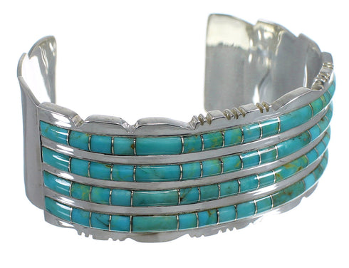 Southwest Authentic Sterling Silver Turquoise Sturdy Bracelet VX60941