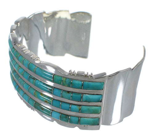 Southwest Authentic Sterling Silver Turquoise Sturdy Bracelet VX60941