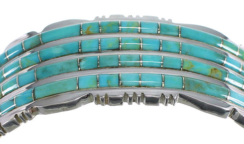 Southwest Authentic Sterling Silver Turquoise Sturdy Bracelet VX60941