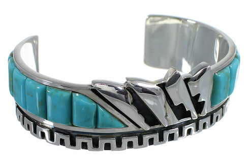Southwest Genuine Sterling Silver And Turquoise Cuff Bracelet Jewelry VX60971
