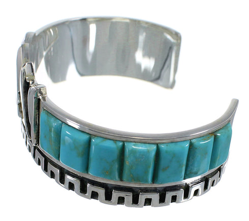 Southwest Genuine Sterling Silver And Turquoise Cuff Bracelet Jewelry VX60971