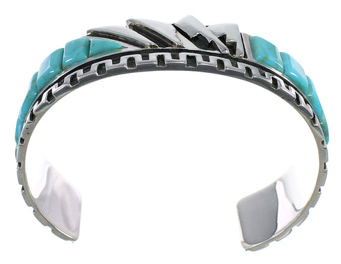 Southwest Genuine Sterling Silver And Turquoise Cuff Bracelet Jewelry VX60971