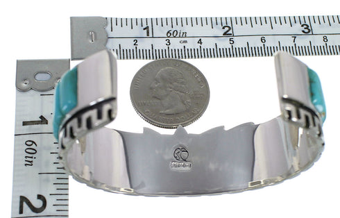 Southwest Genuine Sterling Silver And Turquoise Cuff Bracelet Jewelry VX60971