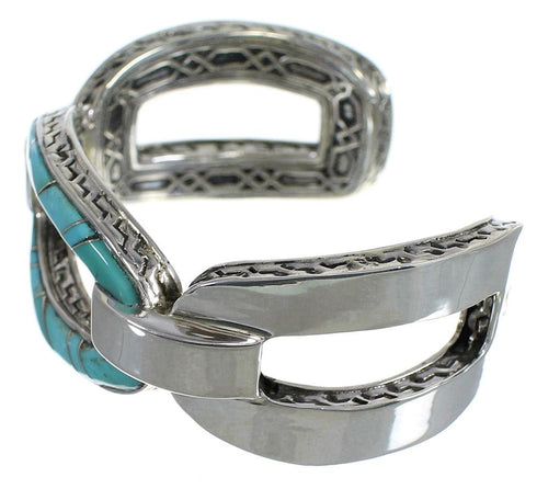 Heavy Southwest Sterling Silver And Turquoise Cuff Bracelet Jewelry VX60979
