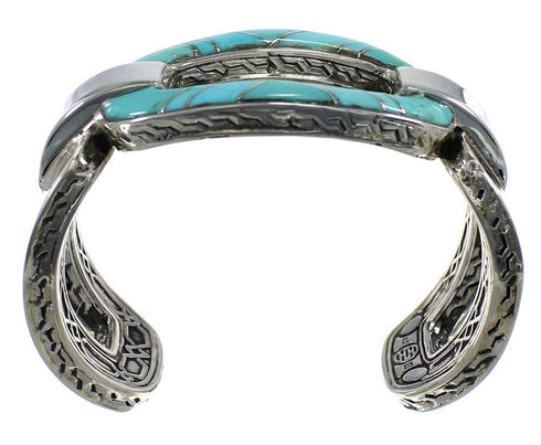 Heavy Southwest Sterling Silver And Turquoise Cuff Bracelet Jewelry VX60979