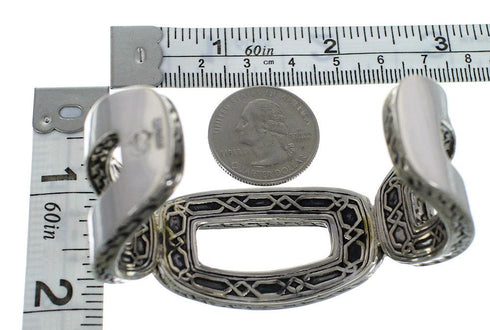 Heavy Southwest Sterling Silver And Turquoise Cuff Bracelet Jewelry VX60979