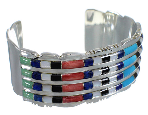 Substantial Multicolor Sterling Silver Cuff Bracelet VX60605