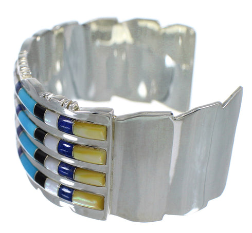 Substantial Multicolor Sterling Silver Cuff Bracelet VX60605
