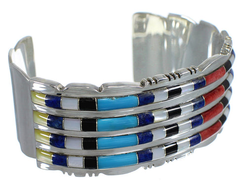 Sturdy Multicolor Sterling Silver Cuff Bracelet VX60608