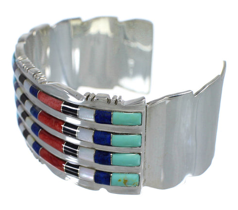 Sturdy Multicolor Sterling Silver Cuff Bracelet VX60608