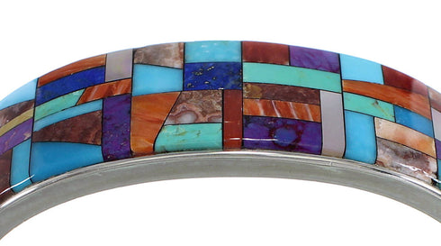 Authentic Sterling Silver Multicolor Cuff Bracelet VX60619