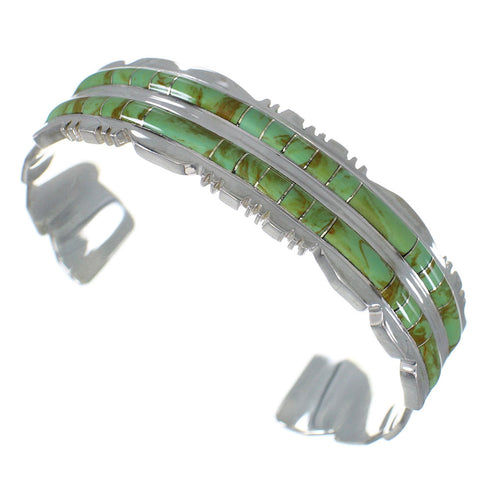 Southwest Genuine Sterling Silver Turquoise Heavy Bracelet VX60727