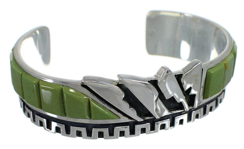 Southwest Authentic Sterling Silver And Turquoise Cuff Bracelet VX60765