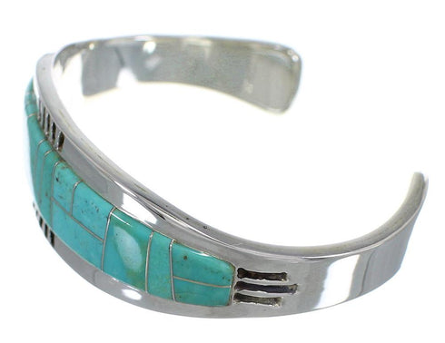 Sterling Silver Turquoise Inlay Southwest Bracelet Jewelry VX59688
