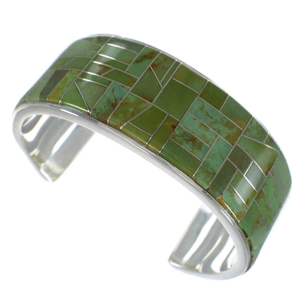 Well Built Sterling Silver Turquoise Inlay Bracelet Jewelry VX60495