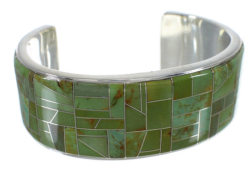 Well Built Sterling Silver Turquoise Inlay Bracelet Jewelry VX60495