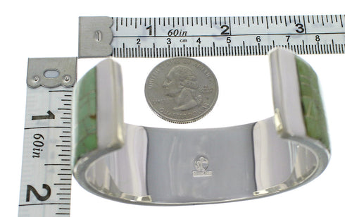 Well Built Sterling Silver Turquoise Inlay Bracelet Jewelry VX60495