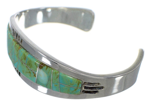 Southwestern Sterling Silver Turquoise Inlay Cuff Bracelet VX60551