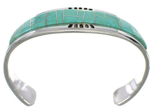 Southwestern Genuine Sterling Silver Turquoise Inlay Cuff Bracelet VX60554