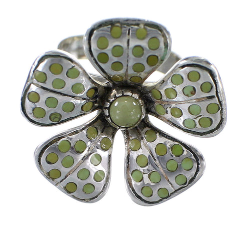 Turquoise Flower Sterling Silver Ring Size 5-1/4 RX59737