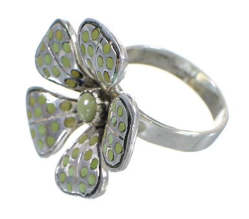 Turquoise Flower Sterling Silver Ring Size 5-1/4 RX59737