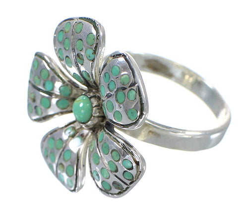 Turquoise Jewelry Southwest Flower Sterling Silver Ring Size 5 RX88444