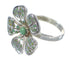 Sterling Silver Turquoise Inlay Flower Ring Size 8-1/4 RX59756