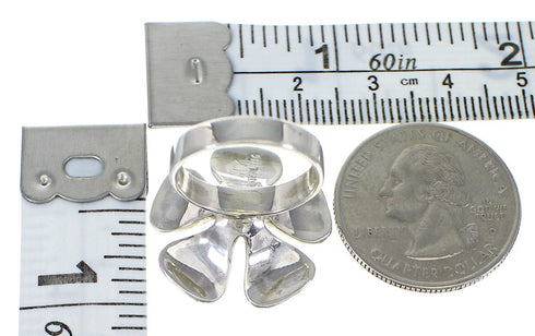 Sterling Silver Turquoise Inlay Flower Ring Size 8-1/4 RX59756