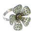 Southwestern Sterling Silver Turquoise Flower Ring Size 8-3/4 RX59839