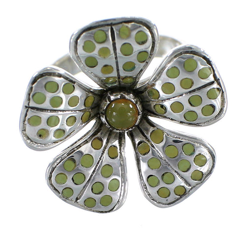 Authentic Sterling Silver Turquoise Flower Ring Size 8-1/4 RX59838