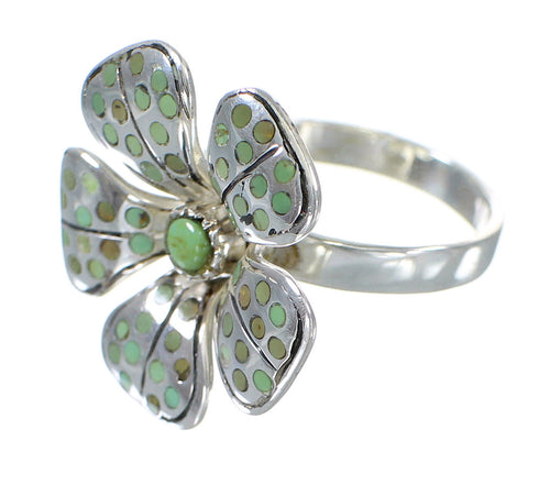 Authentic Sterling Silver Turquoise Flower Ring Size 4-3/4 RX59872