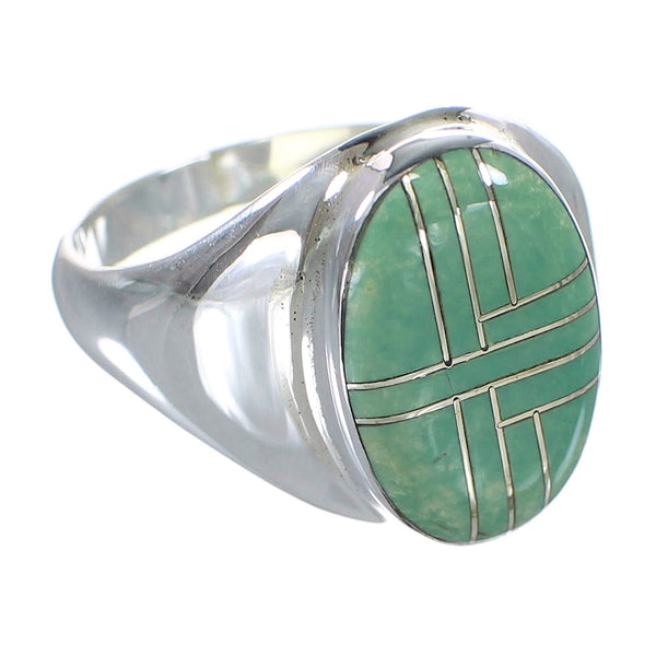 Authentic Sterling Silver Turquoise Inlay Ring Size 12-3/4 RX59958