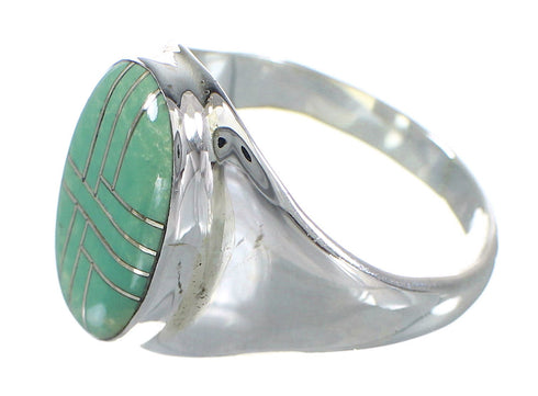 Southwestern Turquoise Inlay Sterling Silver Ring Size 11-1/4 RX59955