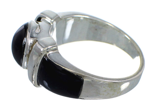 Authentic Sterling Silver And Jet Jewelry Ring Size 7 VX59803